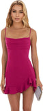 Vestidos cortos de fiesta ajustados para mujer, con tirantes finos y bajo con volantes, para cóctel y club. 