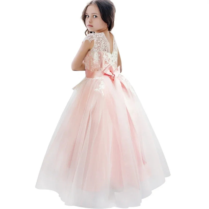 Apliques color marfil con vuelo y cinturón de lazo, sin mangas, para bodas, fiestas de cumpleaños, banquetes, vestidos de primera comunión y vestidos de niña de las flores. 