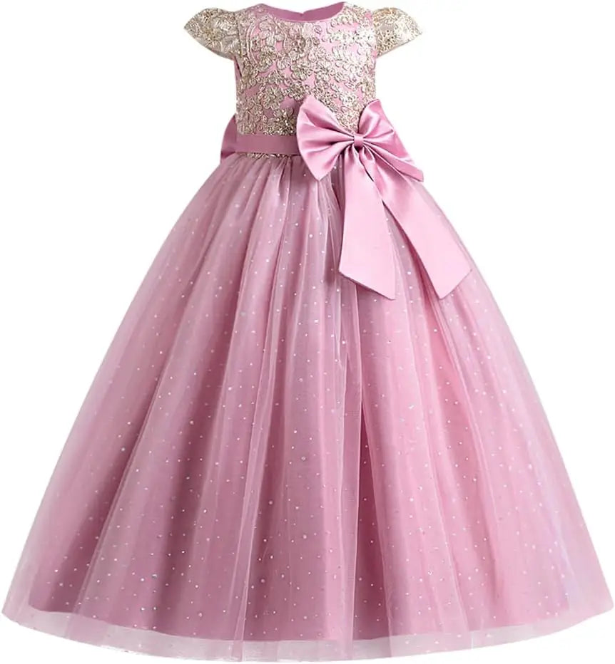 Blumenmädchenkleid Prinzessin Puffy Tüllkleider Brautjungfer Hochzeit Kommunion Geburtstagsfeier Festzug Maxi Ballkleid für Kinder
