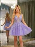 V Neck Short Homecoming Dresses for Teens Lace Tulle Prom Dress Cocktail Party Dress short prom dress  party dresses