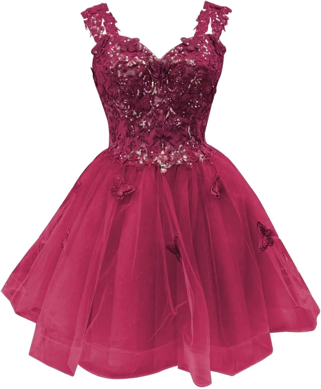 3D Butterfly Short Homecoming Dresses Sparkly Tulle Prom Dress Teens Off Shoulder DAMA Dresses for Quinceanera
