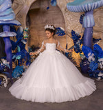 Flower girl dress, Tulle Lace flower girl dress Ivory First communion dress, Junior bridesmaid dress princess dress