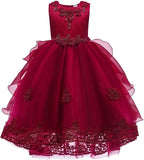 Blumenmädchenkleid Prinzessin Puffy Tüllkleider Brautjungfer Hochzeit Kommunion Geburtstagsfeier Festzug Maxi Ballkleid für Kinder