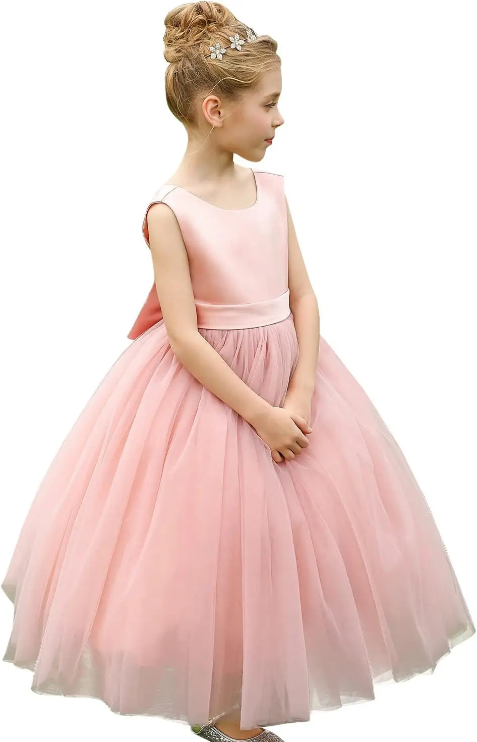 Flower Girls Satin Tulle Princess Pageant Dress for Wedding Kids Party Prom Ball Gowns Dresses princess dress girls party dress
