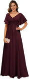 Plus Size Short Sleeves Mother of The Bride Dresses for Curvy Women V Neck Formal Dresses with Pockets Bridesmaid Dress Gowns