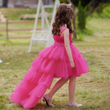 High Low Tulle Pageant Gown Tiered Flower Girl Dress Layered Ball Gown Kids Birthday Party Dress princess dress