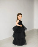 One Shoulder Sequin Pagent Dresses Girls Tulle Ball Gown Layered High Low Flower Girl Dress for Wedding princess dress