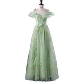 New Spaghetti Strap Evening Dresses Sweet Embroidery Flower Tulle Party Dress Elegant Long A-line Prom Dresses Customized