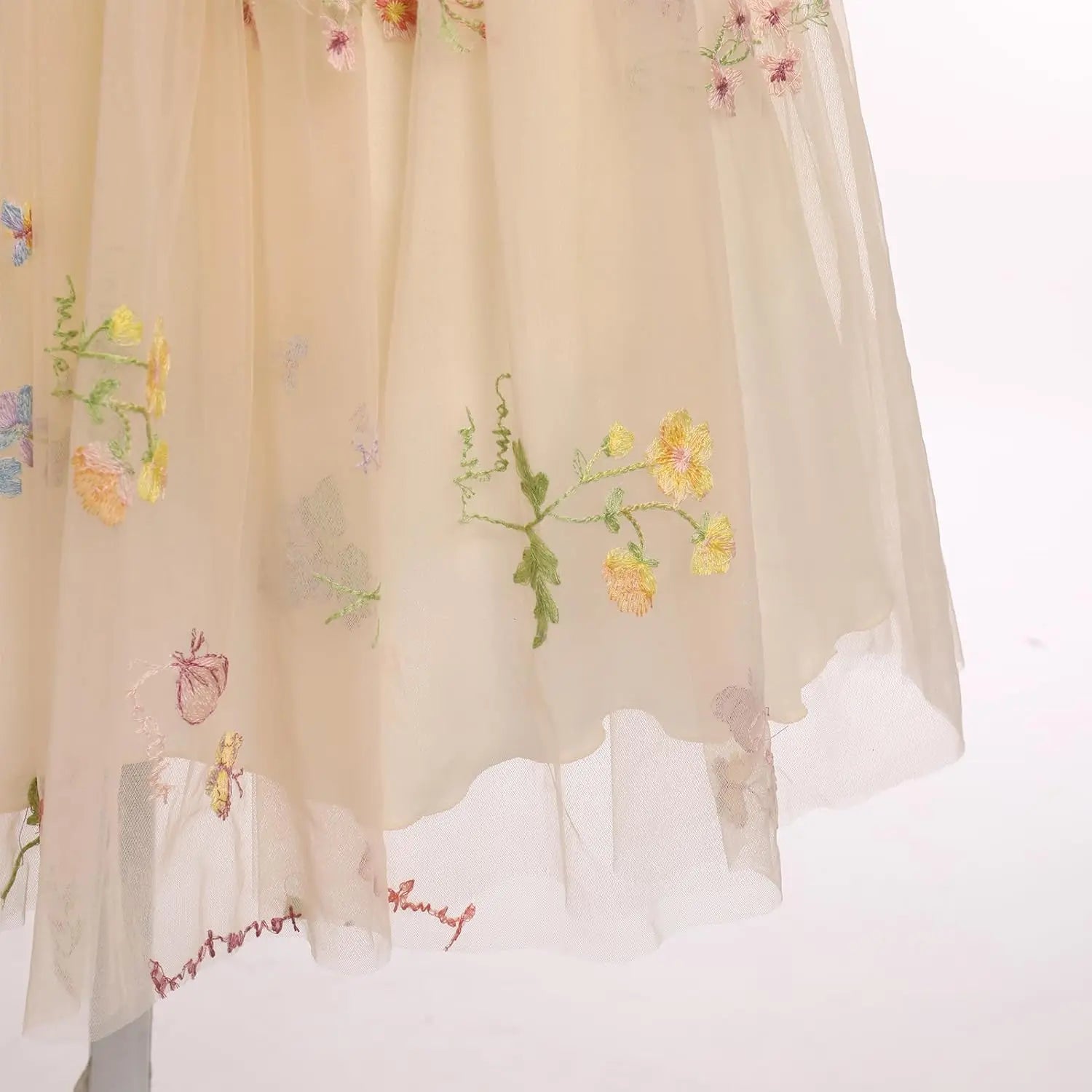 Blumenmädchenkleid, ärmellos, Spaghettiträger, floral bestickt, Prinzessinnenkleid, Kleinkind, Geburtstagsparty, Fee, Tüllkleid 
