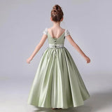 Festzugskleider für Mädchen, Satin, Blumenmädchenkleid, Flügelärmel, Ballkleid mit Pailletten, Prinzessinnenkleid für Geburtstagsparty, Festzugskleid für Mädchen 