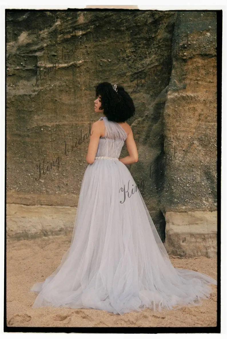 One shoulder wedding dress Draped Corset bridal gown  evening prom dresses formal party dress women elegant
