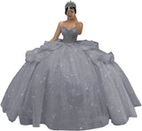 Puffy Tulle Quinceanera Dresses Ball Gown Strapless Long Sweet 16 Dress Sweetheart Sparkly Evening Gown ball gown dress