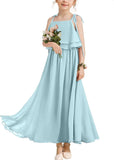 Flower Girl Dress Girls for Wedding Birthday Party Junior Bridesmaid Dress Pageant Sleeveless Chiffon Kids Maxi Daily princess dress