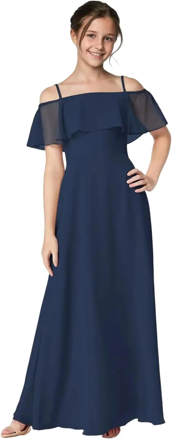 Off Shoulder Junior Bridesmaid Chiffon Dress Flower Girl Dresses for Wedding First Communion Dress
