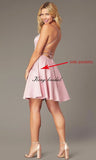 Custom Made Short Satin Homecoming Dress with Pockets Spaghetti Straps Formal Wedding Party Gowns Cocktail Clubwear Gown Dresses