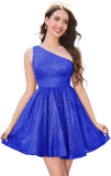 Graduation Dress Sparkly Sequin One Shoulder Short Homecoming Dress for Teens Mini Cocktail Dresses short prom Club Gowns