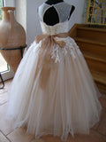 First Communion Gowns Elegant Flower Girl Dresses for Wedding Bow Lace Appliques Baby Girl Prom Gown for Photoshoot Princess
