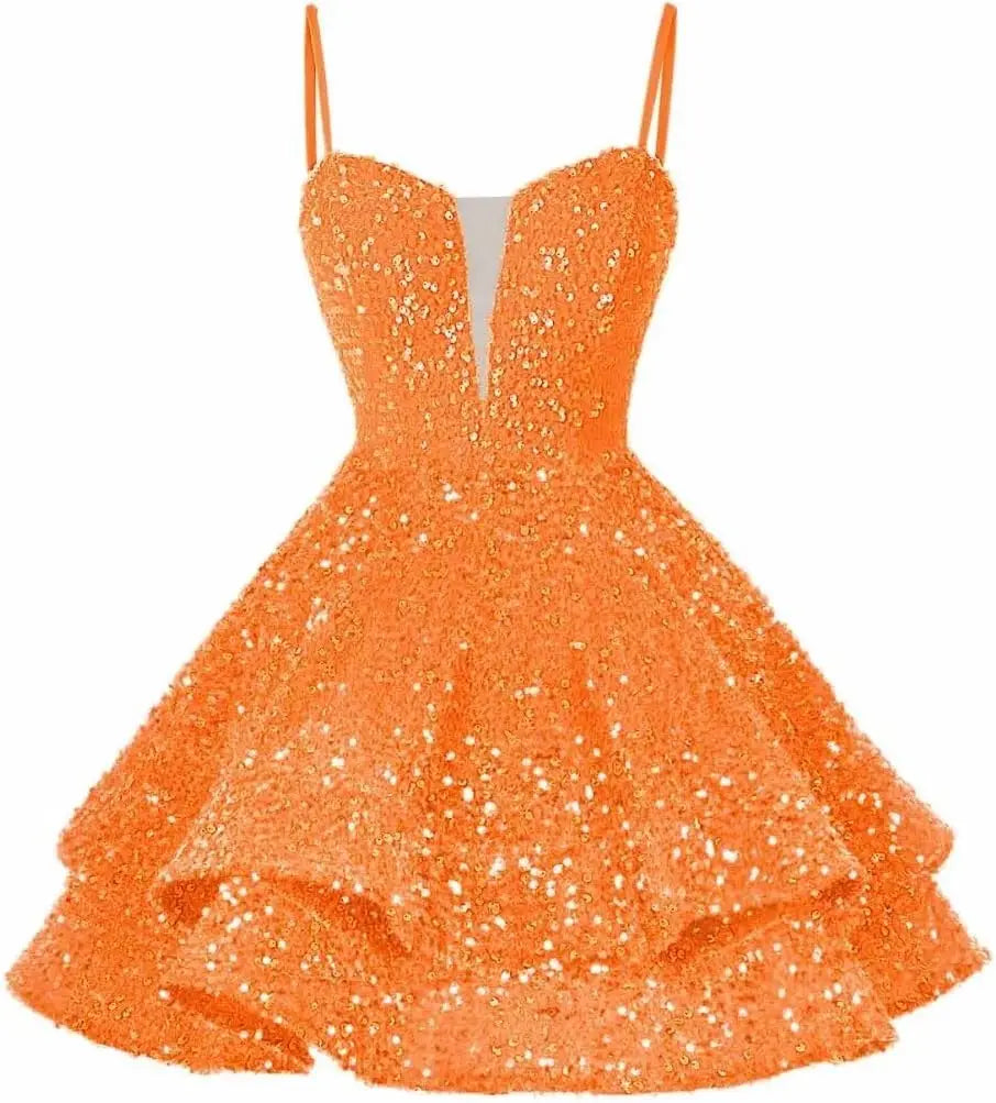 Kurzes Pailletten-Heimkehrkleid für Teenager, funkelnde Ballkleider, Sweet 16-Fotoshooting, Cocktailkleider, Minikleid, Partykleider 