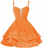 Kurzes Pailletten-Heimkehrkleid für Teenager, funkelnde Ballkleider, Sweet 16-Fotoshooting, Cocktailkleider, Minikleid, Partykleider 