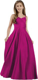 Mädchen Träger Junior Brautjungfer Kleid für Hochzeit Satin Festzug Blumenmädchen Kleider Festzug für Teenager Prinzessin Kleid 