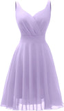 Dressever Sommer-Cocktailkleid mit V-Ausschnitt, verstellbaren Spaghettiträgern, Chiffon, Sommerkleid, Partykleider, kurzes Ballkleid 