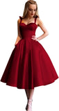 Damen Spaghettiträger Kurzes Satin Ballkleid Homecoming Kleid Sweetheart A-Linie Ballkleid Cocktailkleid mit Tasche 