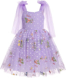 Blumenmädchenkleid, ärmellos, Spaghettiträger, floral bestickt, Prinzessinnenkleid, Kleinkind, Geburtstagsparty, Fee, Tüllkleid 
