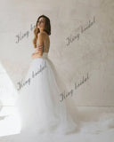 Vestido de novia de tul bordado, vestido de novia bohemio, vestido de novia de dos piezas, vestido de novia sencillo 