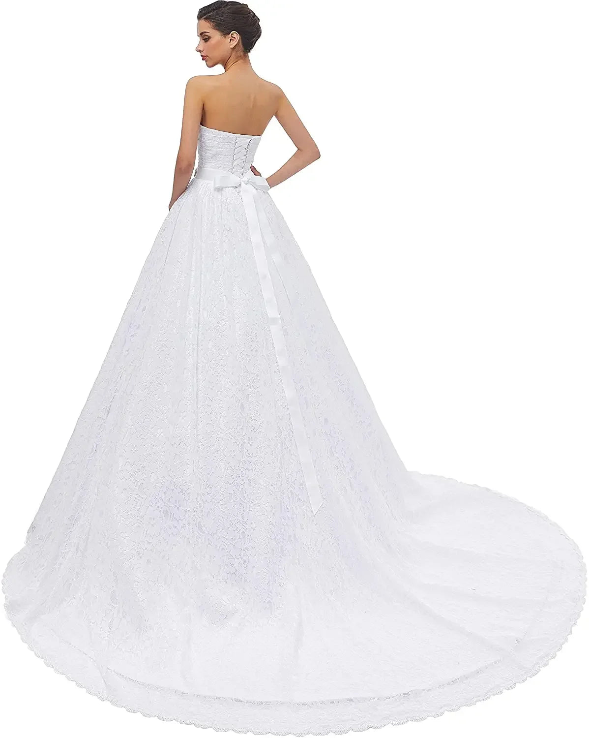 Vestido de novia de encaje con pedrería para mujer de Likedpage, vestido de novia de encaje, vestido elegante, vestido de novia sencillo de lujo. 