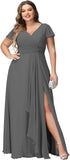 Vestidos de dama de honor con mangas con volantes y bolsillos, cuello en V, largos y formales, para mujer, talla grande, 2026, para fiesta de boda. 