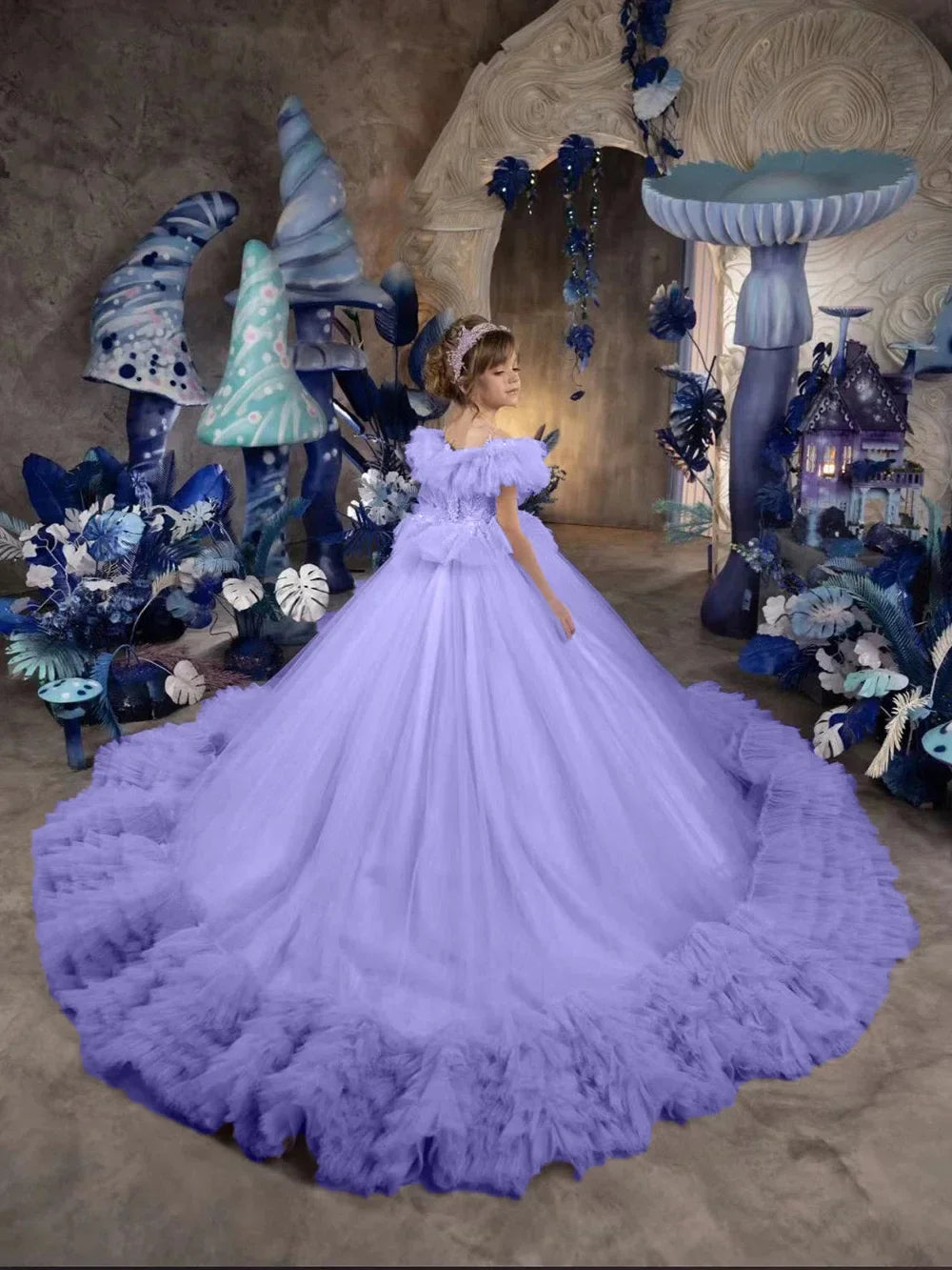 Wedding Ruffles Floor Length Girl Kids Birthday Ball Gown First Holy Communion Gowns Customized Princess Flower Girl Dresses