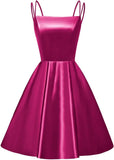 Satin Homecoming-Kleider für Teenager, kurze Ballkleider 2025, Spaghettiträger, Cocktailparty-Kleid, Abschlusskleid, Minikleid 