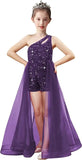 Einschultriges Festzugskleid, Jumpsuits, Blumenmädchenkleid, Pailletten-Mädchen-Ballkleider, Tüll-Strampler, Maxikleid mit Cape, Partykleider 