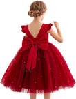 Flower Girl Dress Wedding Guest Ruffle Tulle Satin Party Birthday Princess Pageant Gown Kids Knee Length