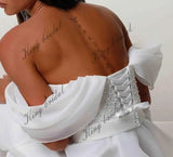 Vestido de novia de organza con falda con abertura, vestidos de novia bohemios con corsé bordado, vestido de novia de corte A, vestido de novia personalizado de Brie 
