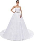 Vestido de novia de encaje con pedrería para mujer de Likedpage, vestido de novia de encaje, vestido elegante, vestido de novia sencillo de lujo. 