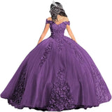 Luxury Off Shoulder Quinceanera Dresses Puffy Floral Lace Beaded Prom Dresses Sweet 15 16 Ball Gown with Train Quinceanera Gowns