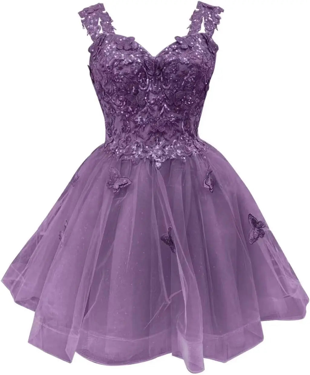 3D Butterfly Short Homecoming Dresses Sparkly Tulle Prom Dress Teens Off Shoulder DAMA Dresses for Quinceanera
