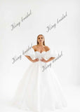 Vestido de novia de satén brillante, vestido de novia personalizado, vestido de novia con corsé y hombros descubiertos, vestido de novia con falda de burbuja 