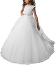 Fancy Flower Girl Dress Long Lace Pageant Puffy Tulle Ball Gown girls dresses for party and wedding  princess dress