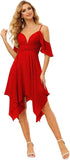 Women's Off Shoulder Chiffon Junior Bridesmaid Dresses Short Pockets Ruffle A Line Formal Dresses with Slit Wedding Party Gown