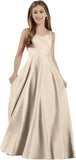 Mädchen Träger Junior Brautjungfer Kleid für Hochzeit Satin Festzug Blumenmädchen Kleider Festzug für Teenager Prinzessin Kleid 
