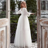 Apliques de encaje de tul blanco de media manga para bodas, fiestas de cumpleaños, banquetes, vestidos de princesa, vestidos bohemios personalizados para niñas de las flores 