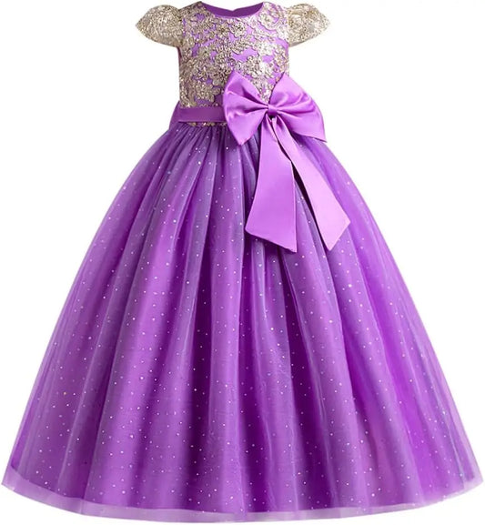 Vestido de niña de las flores, de princesa, de tul abullonado, para dama de honor, boda, comunión, fiesta de cumpleaños, desfile, vestido largo de graduación para niños. 