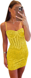 Vestidos de fiesta ajustados y cortos con lentejuelas brillantes para adolescentes, escote corazón y cuentas, vestidos de cóctel, vestidos de fiesta 
