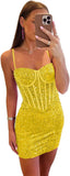 Vestidos de fiesta ajustados y cortos con lentejuelas brillantes para adolescentes, escote corazón y cuentas, vestidos de cóctel, vestidos de fiesta 