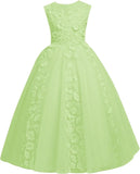 Vestidos de tul para niña de las flores para boda, vestido de primera comunión, vestido de dama de honor de encaje para niña, vestido de fiesta de desfile 