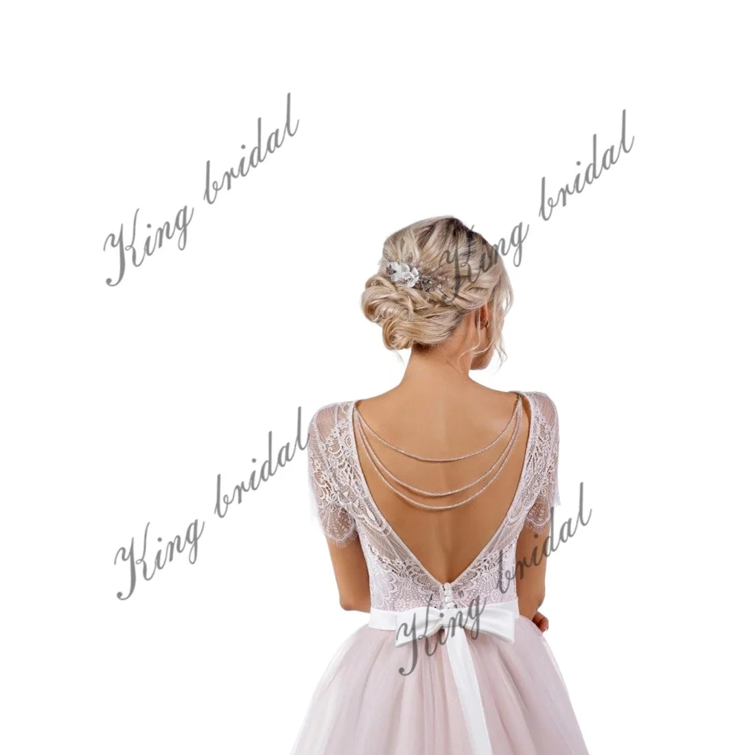 Vestido de novia sin espalda de tul suave, vestido de novia con escote en forma de corazón y cuentas, vestido de novia bohemio de dama de honor de corte A personalizado 