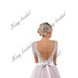 Vestido de novia sin espalda de tul suave, vestido de novia con escote en forma de corazón y cuentas, vestido de novia bohemio de dama de honor de corte A personalizado 