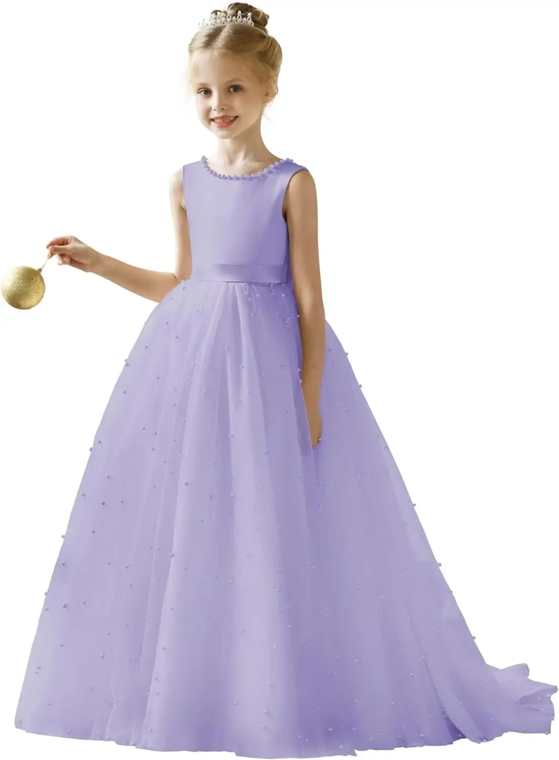 Flower Girl Tulle Tutu Dress for Kids Wedding Girl First Communion Pageant Dresses Princess Prom Ball Gowns with Bow